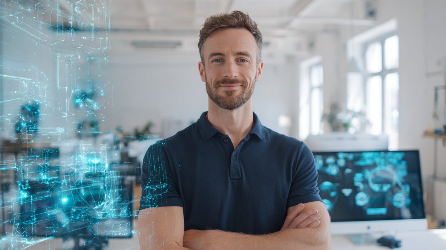 IT-Unternehmer mit KI-Hologramm