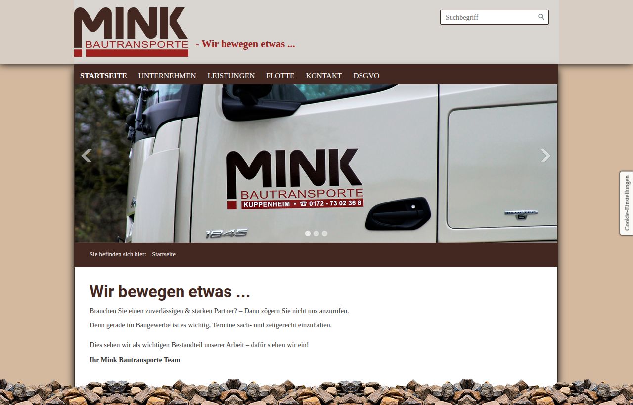 Website-Referenz: Mink Bautransporte